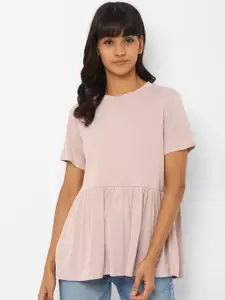 AMERICAN EAGLE OUTFITTERS Women Pink Solid Peplum Top