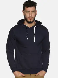 Instafab Men Navy Blue Solid Hooded Sweatshirt