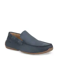 Hush Puppies Men Blue Leather Boat Shoes