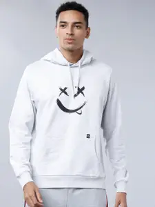 LOCOMOTIVE Men Grey & Black Printed Hooded Sweatshirt