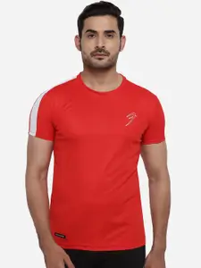 FUAARK Men Red Solid Round Neck T-shirt