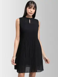 FableStreet Women Black Solid A-Line Dress