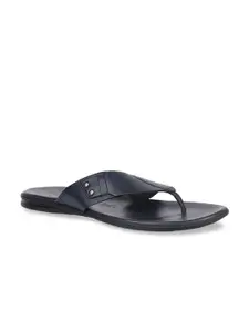 Hush Puppies Men Navy Blue Solid Leather Comfort Sandals