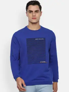 Louis Philippe Jeans Men Blue Printed Sweatshirt