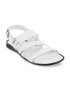 Mochi Men White Solid Comfort Sandals