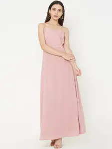 MISH Women Pink Solid Maxi Dress