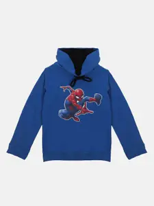 Marvel by Wear Your Mind Boys Blue Red Printed Hooded Sweatshirt With Attached Face Cover