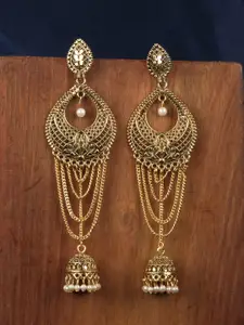 ANIKAS CREATION Gold-Plated Oval Chandbalis