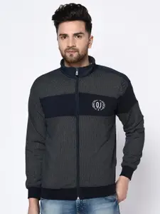 Octave Men Navy Blue & White Self Design Sweatshirt