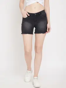 Crimsoune Club Women Black Washed Slim Fit Denim Shorts