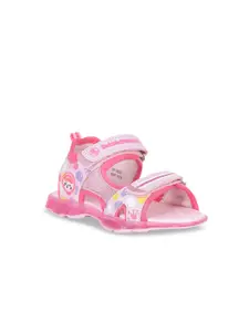 Bubblegummers Girls Pink Printed Open Toe Flats