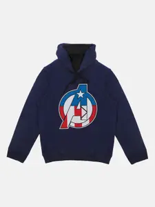 Marvel by Wear Your Mind Boys Blue Avengers Hooded Sweatshirt With Attached Face Cover