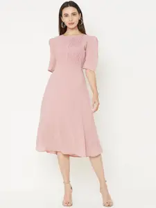 MISH Women Rose Solid Fit and Flare Dress