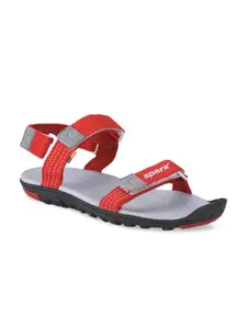 Sparx Women Red & Grey-Melange Printed Sustainable Sports Sandals