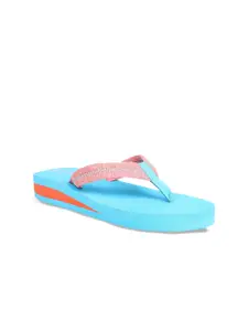 ELLE Women Turquoise Blue & Pink Solid Thong Flip-Flops