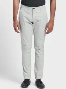 ColorPlus Men Grey Solid Regular Trousers