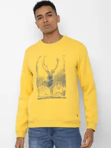 Allen Solly Men Yellow Printed Sweatshirt