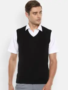 Van Heusen Men Black Solid Sweater Vest