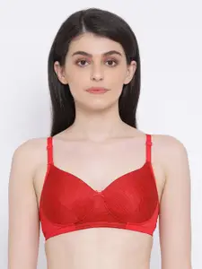 Clovia Red Solid Non-Wired Lightly Padded Everyday Bra BR1737H0436E