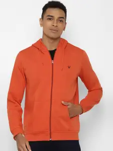 Allen Solly Men Orange Solid Hooded Sweatshirt