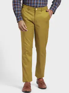 ColorPlus Men Khaki-Coloured Solid Regular Trousers