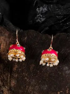 Shoshaa Pink Gold Plated Handcrafted Dome Shaped Jhumkas