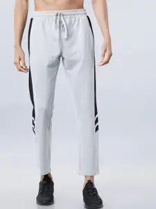 LOCOMOTIVE Men Grey Melange & Black Solid Slim-Fit Cropped Track Pants