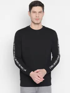 Basics Men Black Solid Sweatshirt