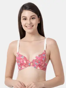 shyaway Pink Printed Under-Wired Lightly Padded Everyday Bra SY91009-Pink