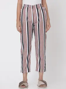 Smarty Pants Women Black & Brown Striped Lounge Pants