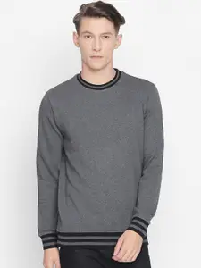 Basics Men Grey Solid Sweatshirt