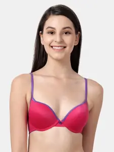 Susie Pink Solid Underwired Heavily Padded Push-Up Bra SC077