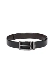 Pacific Gold Men Black & Coffee Brown Textured Genuine Leather Reversible Belt
