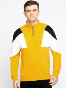 Maniac Men Yellow & White Colourblocked Lightweight Sporty Jacket