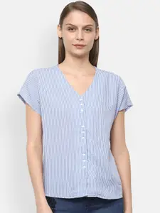 Van Heusen Woman Women Blue Solid Shirt Style Top