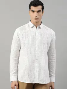HARSAM Men White & Grey Regular Fit Printed Casual Shirt