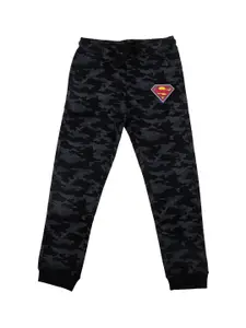 Superman Boys Black & Grey Camouflage Print Straight-Fit Joggers