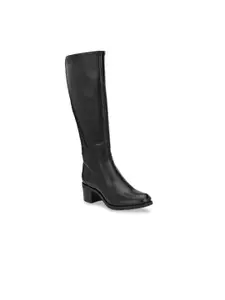 Delize Women Black Solid High-Top Heeled Boots