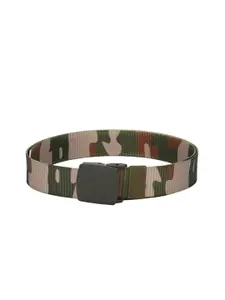 Calvadoss Men Green & Beige Camouflage Printed Casual Belt