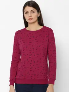 Allen Solly Woman Magenta Printed Sweatshirt