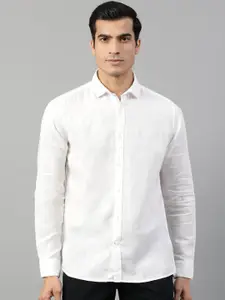 HARSAM Men White Regular Fit Solid Casual Shirt