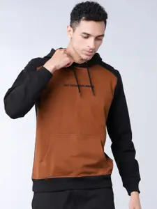 HIGHLANDER Men Brown & Black Solid Hooded Sweatshirt