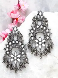 Moedbuille Gunmetal-Toned Handcrafted Contemporary Drop Earrings