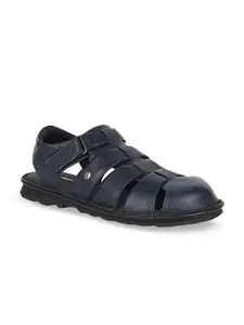 Hush Puppies Men Navy Blue Solid Leather Fisherman Sandals