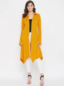 Hypernation Women Yellow Solid Open Front Shrug