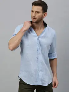 RARE RABBIT Men Blue Tailored Fit Solid Casual Shirt
