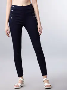 Tokyo Talkies Women Navy Blue Slim Fit High-Rise Clean Look Stretchable Jeans
