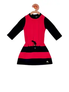 Cherry Crumble Girls Red Colourblocked A-Line Dress