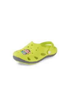 Yellow Bee Boys Fluorescent Green & Grey Clogs