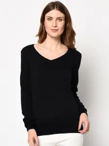 98 Degree North Women Black Solid Pullover Sweater